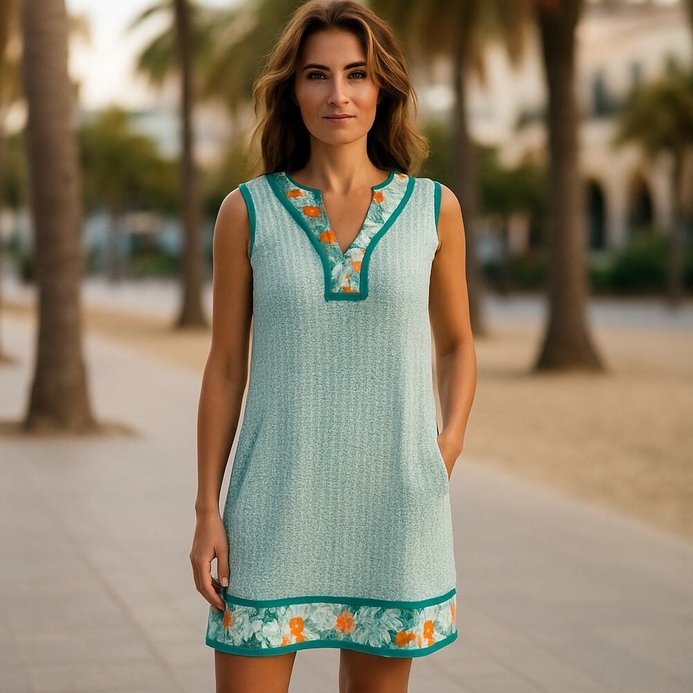 Cabana Life Cayman Sleeveless Fringe Tunic Dress Women’s Size L UPF 50+